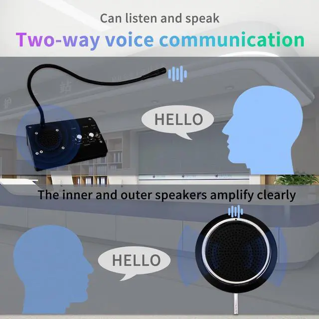 Alt view image 3 of 6 - DESHUN Window intercom, Window Speakers, 2 Way Window Counter intercom Microphone, for The Business/Bank/Office/Hospital/Station/Catering