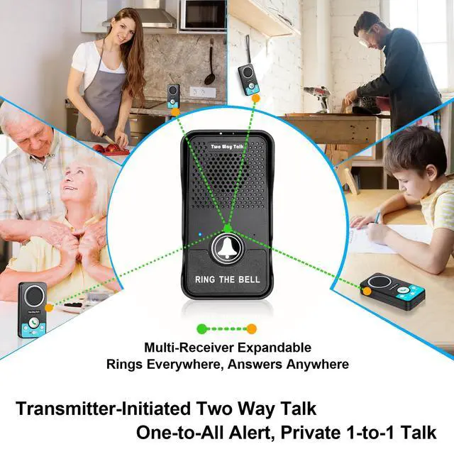 Alt view image 4 of 7 - Doorbell, Two Way Talk Wireless Doorbells for Home, Hands-Free Door Bell Ringer Wireless, Natural Conversation Intercom Doorbells, Waterproof, Battery Doorbell for Room/Bedroom/Classroom, Kids/Elderly