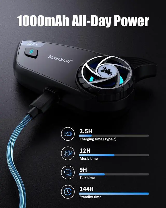 Alt view image 5 of 7 - Maxquall S8 Pro Intercom Headset Referee Pitch Communication System 2~8 Person Talk Same time for Football Baseball UTV (1S8 Pro(Model 1 Overhook Earphone))