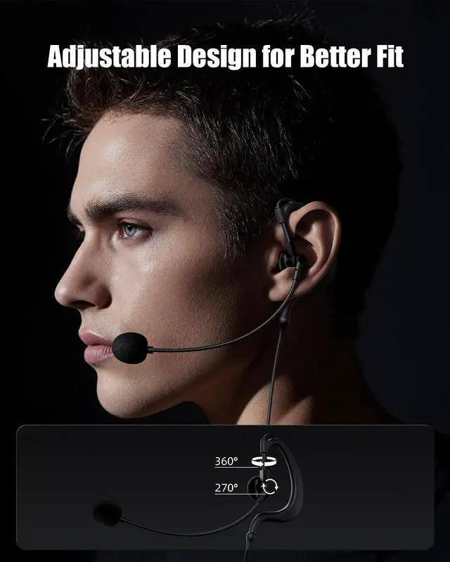 Alt view image 4 of 7 - Maxquall S8 Pro Intercom Headset Referee Pitch Communication System 2~8 Person Talk Same time for Football Baseball UTV (1S8 Pro(Model 1 Overhook Earphone))