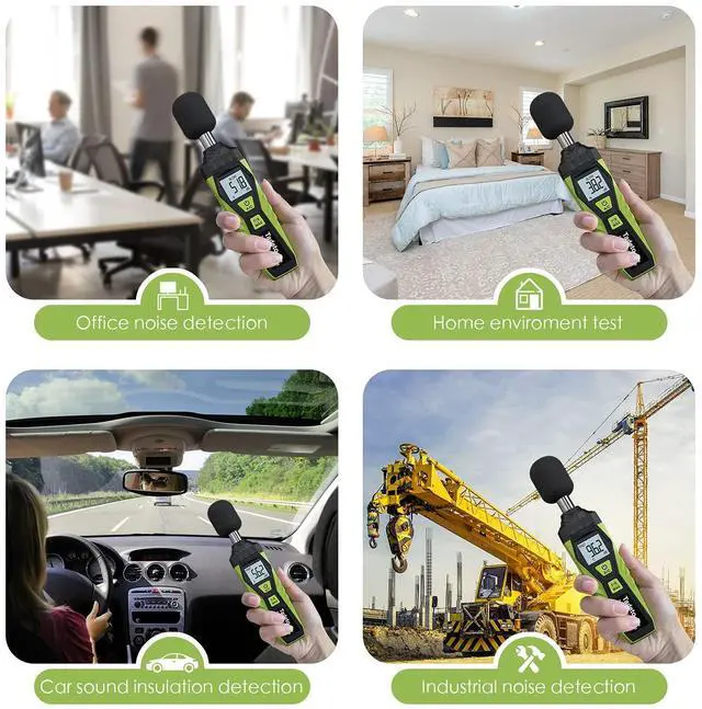 Alt view image 6 of 7 - Decibel Meter, Tadeto Digital Sound Level Meter Portable SPL Meter 30dB to 130dB MAX Data Hold with LCD Display Backlight A/C Weighted for Home Factories