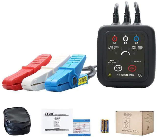 Main image of ETCR ETCR1000C Non-Contact Phase Sequence Tester, Phase Rotation Meter, AC 70-1000V, Wire Diameter 0.06-0.6inch