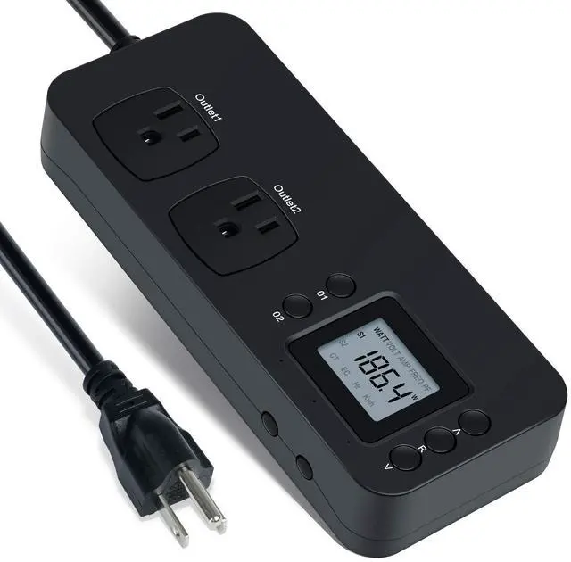 Main image of Electricity Usage Monitor, Briidea Power Consumption Watt Voltage Amp Meter Tester with 2 Outlets Electricity Analyzer Monitoring Device for Energy Saving