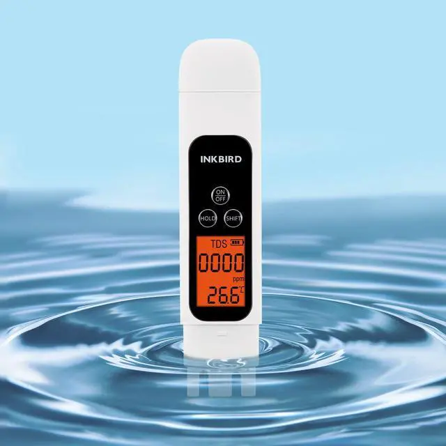 Main image of TDS Meter Digital Water Tester, INKBIRD Professional Electronic 3-in-1 TDS, Temperature and EC Meter, 0-4995ppm, Ideal ppm Meter for Drinking Water, Aquariums, and More Lab Viscometers(White)