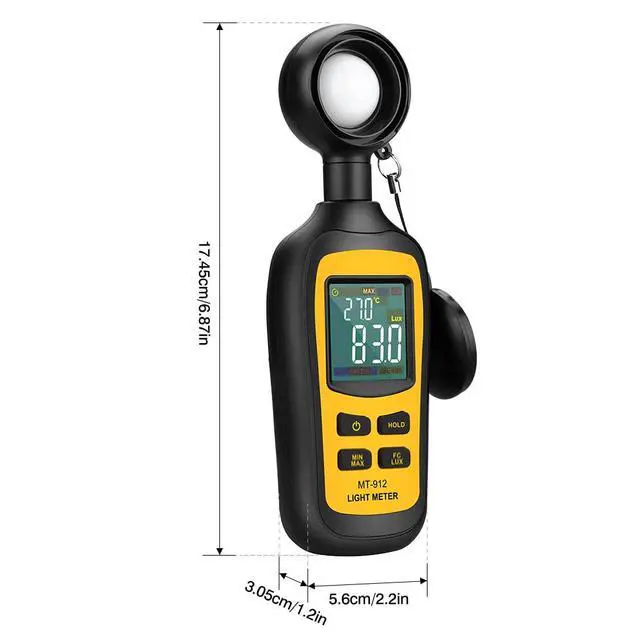 Alt view image 4 of 7 - Light Meter Digital Illuminance Meter Handheld Ambient Temperature Measurer, Range up to 200,000 Lux, Luxmeter with 4 Digit Color LCD Screen