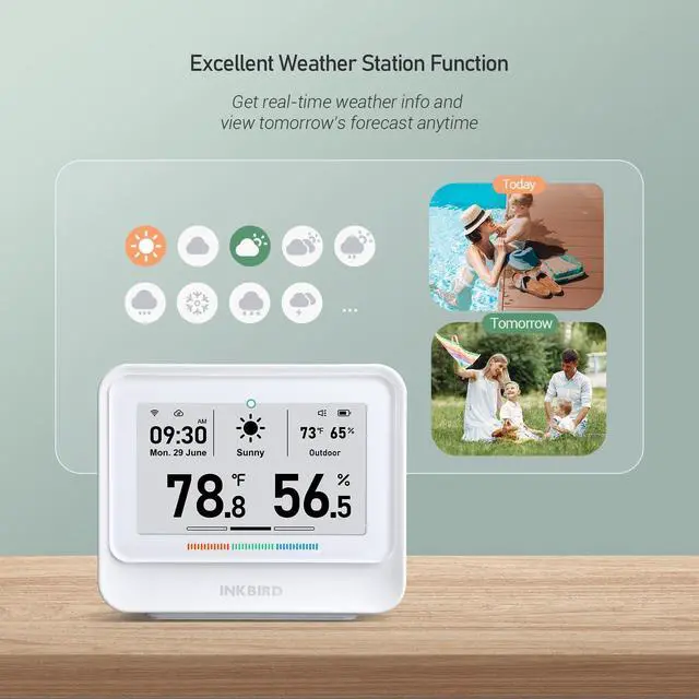 Alt view image 6 of 7 - INKBIRD WiFi Thermometer Hygrometer, Temperature and Humidity Sensor with Weather Station, 9-in-1 IBS-TH5 with Electronic Ink Display, 2 Years Free Data Storage Export, Remote Monitor for Room