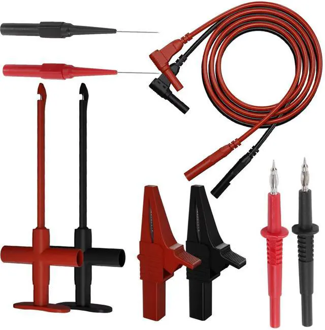 Main image of Banana Plug Multimeter Test Lead Kit, Eectrical Alligator Clips Probe Test Kit,19A JT80011 Crocodile Clip Puncture Probe Wire Piercing Probe Clip Multimeter Accessories for Electronic Repair