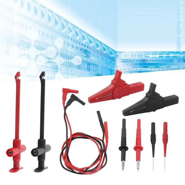 Alt view image 6 of 7 - Banana Plug Multimeter Test Lead Kit, Eectrical Alligator Clips Probe Test Kit,19A JT80011 Crocodile Clip Puncture Probe Wire Piercing Probe Clip Multimeter Accessories for Electronic Repair