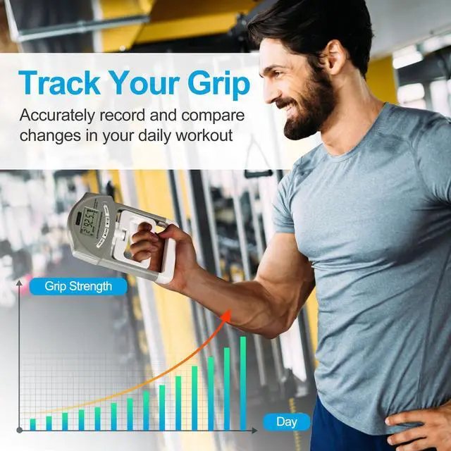 Alt view image 3 of 7 - Handeful Grip Strength Tester, Hand Grip Dynamometer (198Lbs / 90Kgs), Electronic Handgrip Testing for Sports Home School Use