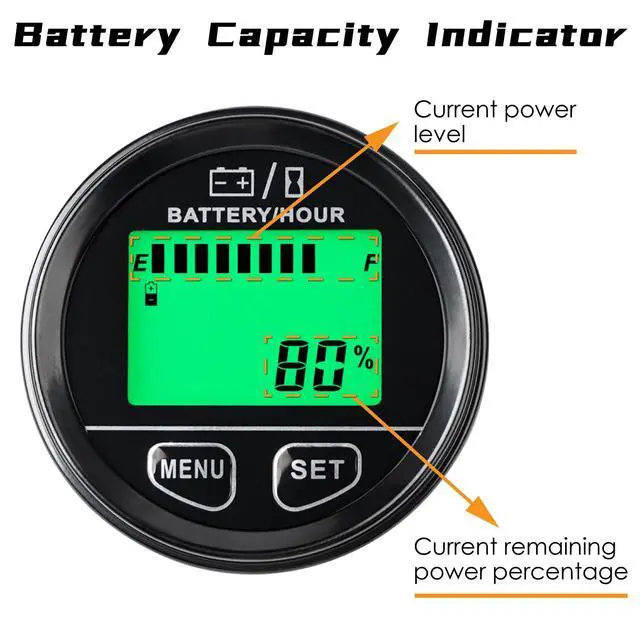 Alt view image 3 of 7 - NInE-ROnG DC12~48V Battery Capacity Indicator Hour Meter Waterproof Voltage Display Meter Use for Lead-Acid Batteries Gel Batteries LiFeO4 Batteries AGM Batteries and Other Batteries
