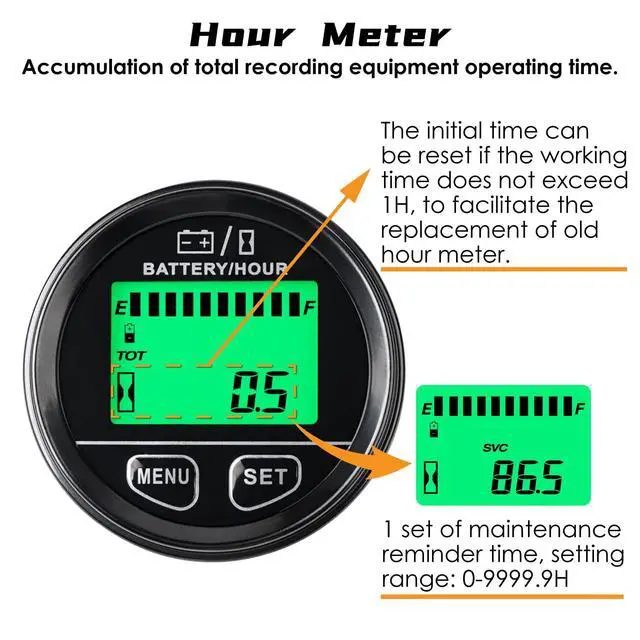 Alt view image 4 of 7 - NInE-ROnG DC12~48V Battery Capacity Indicator Hour Meter Waterproof Voltage Display Meter Use for Lead-Acid Batteries Gel Batteries LiFeO4 Batteries AGM Batteries and Other Batteries