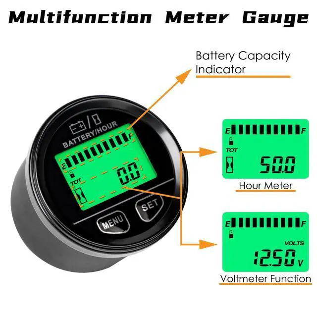 Alt view image 2 of 7 - NInE-ROnG DC12~48V Battery Capacity Indicator Hour Meter Waterproof Voltage Display Meter Use for Lead-Acid Batteries Gel Batteries LiFeO4 Batteries AGM Batteries and Other Batteries