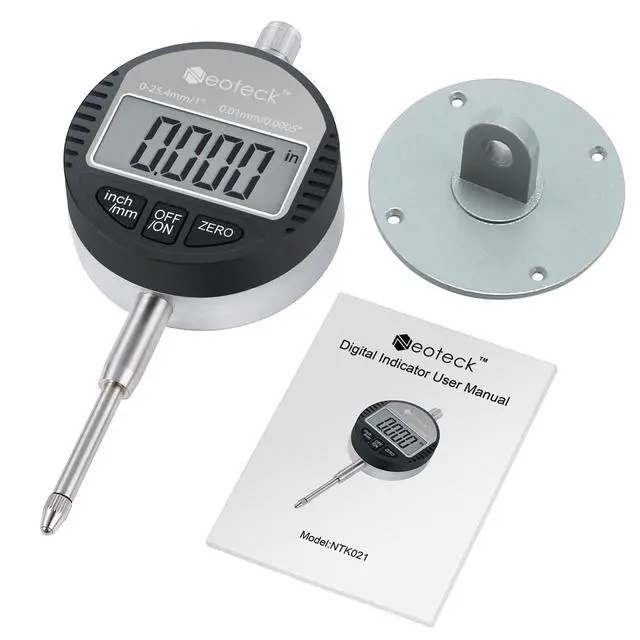 Alt view image 4 of 7 - Neoteck DTI Electronic Digital Dial Indicator 1 inch/25.4 mm | Digital Probe Indicator Dial Test Gauge High Resolution: 0.0005 inch/0.01mm - Silver Gray