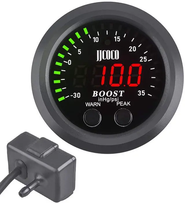 Main image of ZHSYMX Universal Turbo Boost/Vacuum Gauge Kit Includes Electronic Pressure Sensor Red LED Light PSI Meter - for Car Truck - 2-1/16"
