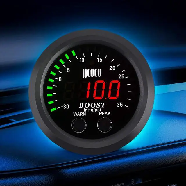 Alt view image 7 of 7 - ZHSYMX Universal Turbo Boost/Vacuum Gauge Kit Includes Electronic Pressure Sensor Red LED Light PSI Meter - for Car Truck - 2-1/16"