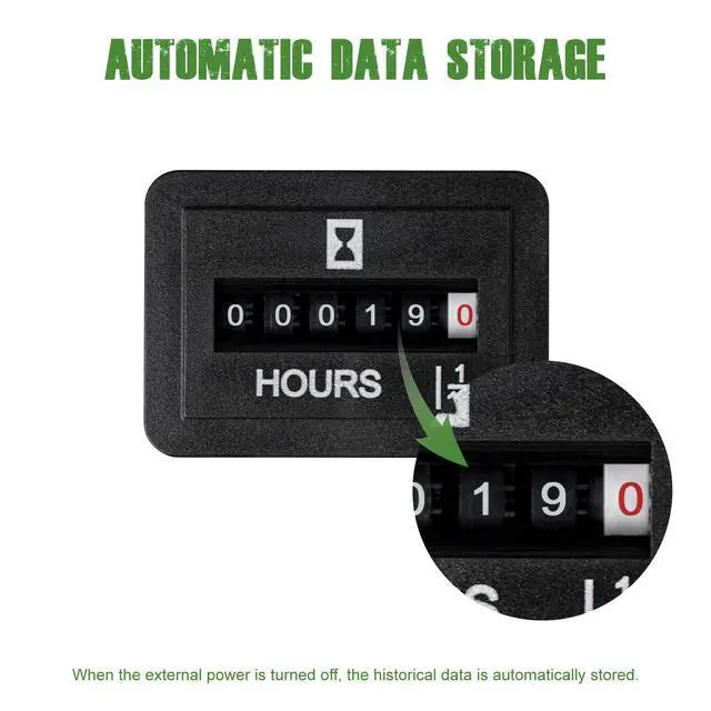 Alt view image 3 of 7 - YOOREAL AC 110V-250V Mechanical Hour Meter No Battery for Engine Generator Boat Motorcross Motor Truck Inverter Boat RV Zero Lawn Mower Snow Blower