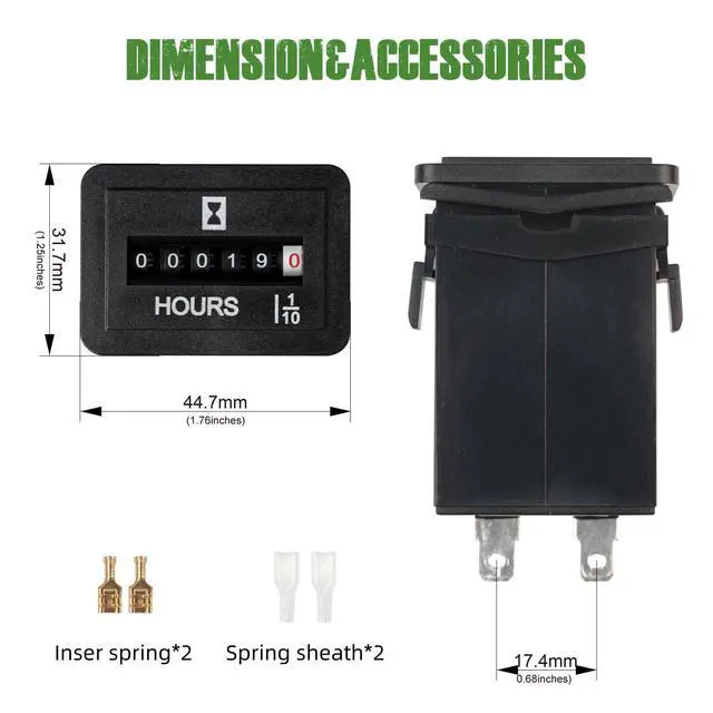 Alt view image 7 of 7 - YOOREAL AC 110V-250V Mechanical Hour Meter No Battery for Engine Generator Boat Motorcross Motor Truck Inverter Boat RV Zero Lawn Mower Snow Blower