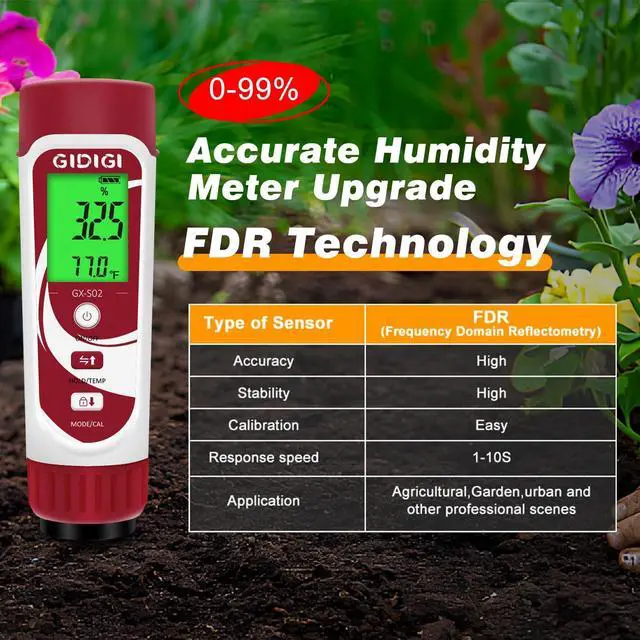 Alt view image 3 of 7 - GIDIGI Moisture Meter for Plants, 3 in 1 Digital Soil Moisture MeterSoil Moisture Meter and Soil EC Meter for Farms, Gardens, Orchards, Home Planting, Indoor Plants, Composting and Other Scenarios