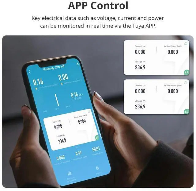 Alt view image 2 of 7 - Smart Home Energy Monitor with 2 x 120A CTs, Live Electricity Usage Tracking, Bi-Directional Power Tracking, Supports Single-Phase 3-Wire System, 2.4GHz Wi-Fi (WiFi Version)