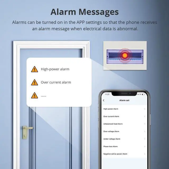 Alt view image 4 of 7 - Smart Home Energy Monitor with 2 x 120A CTs, Live Electricity Usage Tracking, Bi-Directional Power Tracking, Supports Single-Phase 3-Wire System, 2.4GHz Wi-Fi (WiFi Version)