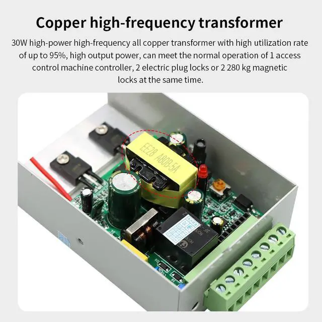 Alt view image 7 of 7 - 12V K80 Power Supply Controller Input True 3A/5A AC110V-240V Output DC for Door Access Control System,Electric Strike Lock, Bolt Lock, Magnetic Lock, Power Supply Controller (K80-3A)