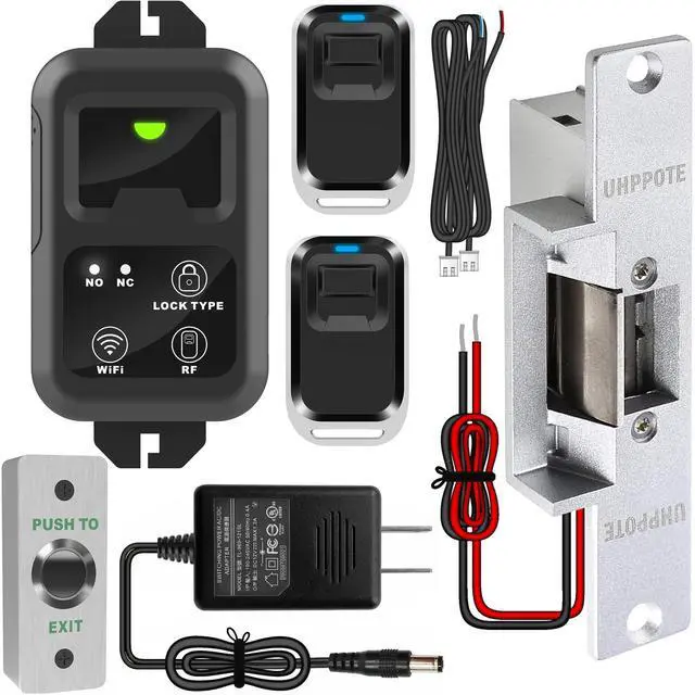Main image of UHPPOTE 2.4GHz WiFi Electric Stike Access Control Door Lock Kit System with Remote Control and Smartphone app Access