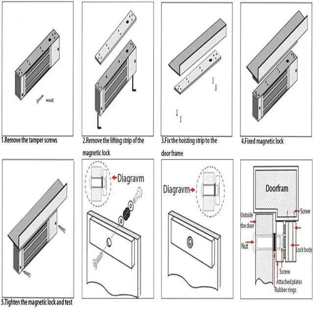 Alt view image 4 of 4 - Electromagnetic Lock 130LBS 60KG Holding Force Electric Magnetic Door Lock 12V Fail Safe NC Mode for Access Control System