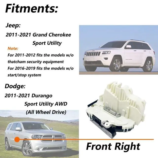 Alt view image 6 of 6 - VEELECP Door Lock Actuator Compatible with 2011-2021 Durango, Grand Cherokee WK2 Front Passenger Right Side