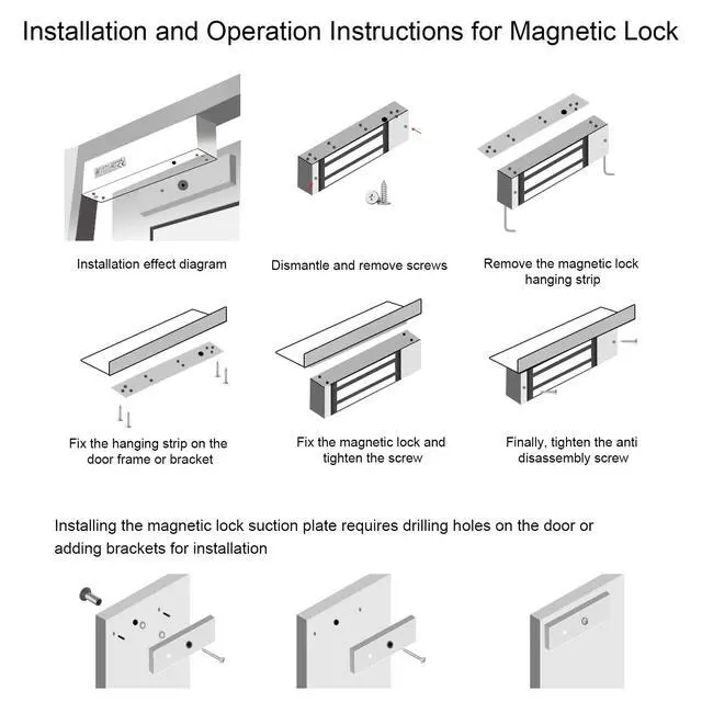 Alt view image 3 of 7 - IDEAFix 600LBs/280KG Electromagnetic Lock Access Control Security Door Lock for Single Door, 12V DC Power, for Outswing Doors