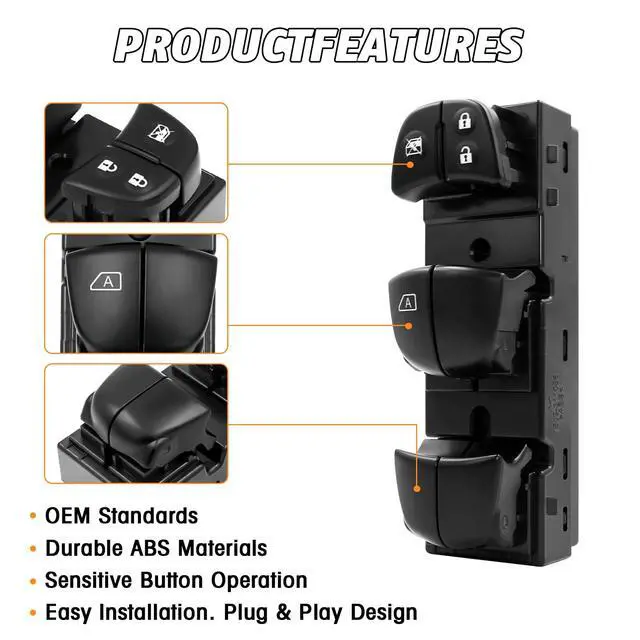 Alt view image 5 of 7 - Driver Side Master Power Window Switch Compatible with Nissan Juke 2011-2017, Nissan Tiida/Sylphy 2012-2016, Nissan Altima/Sentra/Leaf/Rogue 2013-2018,25401-3TA5A, 25401-3SH1A25401-3NF0A
