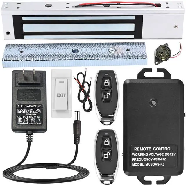 Main image of Access Control System with Remote Control 600lbs Magnetic Door Lock Kit, 12V Fail Safe NC Mode, Secure & Easy DIY Installation for Smart Home Entry (K8-600LBS Remote Control Lock Kit)