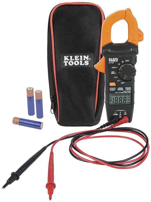 Main image of Klein Tools CL120 Digital Clamp Meter, Auto-Ranging 400 Amp AC, AC/DC Voltage, Resistance, Continuity, Non-Contact Voltage Tester Detection