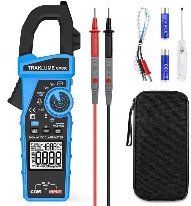 Main image of Clamp Meter Multimeter 6000 Counts Amp Meter Clamp AC/DC Current & Voltage Amp Clamp Multimeter Auto-Ranging with Resistance, Capacitance, Frequency, Diodes, Continuity, Temp, NCV, Ammeter Amperimetro