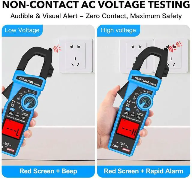 Alt view image 5 of 7 - Clamp Meter Multimeter 6000 Counts Amp Meter Clamp AC/DC Current & Voltage Amp Clamp Multimeter Auto-Ranging with Resistance, Capacitance, Frequency, Diodes, Continuity, Temp, NCV, Ammeter Amperimetro