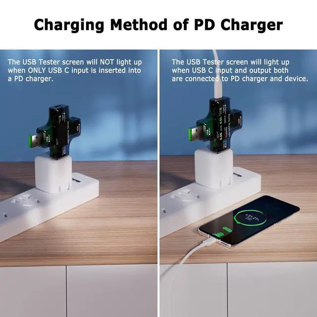 Alt view image 5 of 7 - YOJOCK USB C Tester USB Power Meter 2 in 1 Digital Multimeter 3.6-32V 0-8.0A Voltage and Current Tester, Type C Voltmeter Battery Capacity Volt Ammeter Power Bank USB Cable Charger Detector