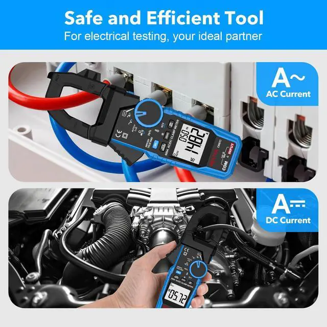 Alt view image 4 of 7 - Digital Inrush Clamp Meter Multimeter, MESTEK T-RMS 6000 Counts 600A Current Amp Volt Meter with VFD,LOZ Mode; Measures NCV AC/DC Current Voltage Temperature Resistance Capacitance Continuity