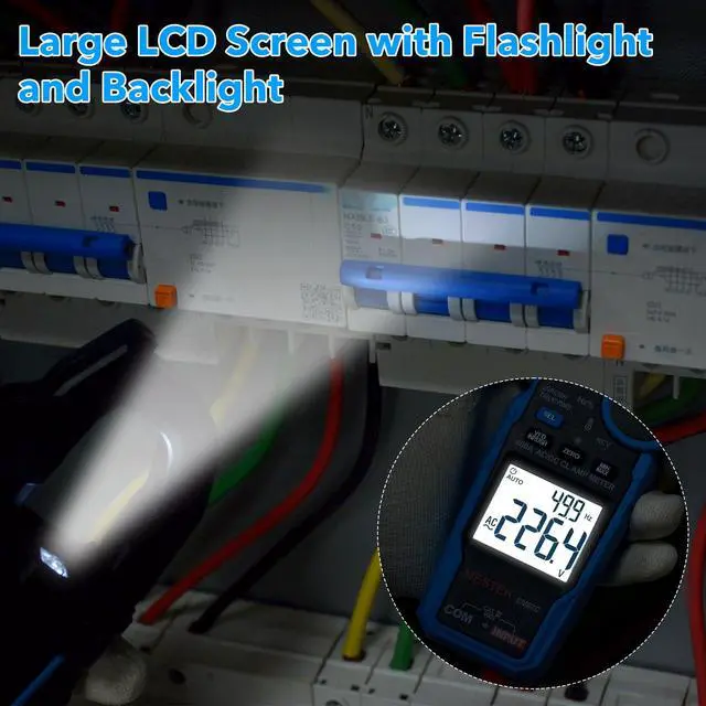 Alt view image 5 of 7 - Digital Inrush Clamp Meter Multimeter, MESTEK T-RMS 6000 Counts 600A Current Amp Volt Meter with VFD,LOZ Mode; Measures NCV AC/DC Current Voltage Temperature Resistance Capacitance Continuity