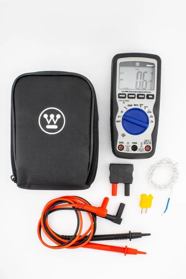 Alt view image 2 of 6 - Westinghouse 600V True RMS Auto-Ranging Multimeter with Large Screen and Relative Mode; Measures Voltage Current Resistance Capacitance Frequency Temperature; Incl. Case and 2-Year Warranty.