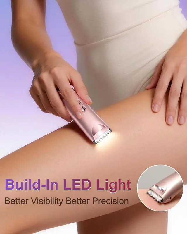 Alt view image 2 of 7 - Bikini Trimmer for Women with LED Light, Dual Head Electric Razors for Women for Bikini Line, Face, Legs & Underarms, Waterproof Electric Shaver for Women, Rechargeable Grooming Trimmer