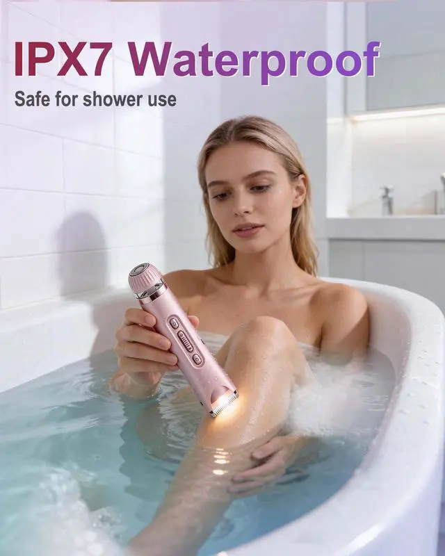 Alt view image 5 of 7 - Bikini Trimmer for Women with LED Light, Dual Head Electric Razors for Women for Bikini Line, Face, Legs & Underarms, Waterproof Electric Shaver for Women, Rechargeable Grooming Trimmer