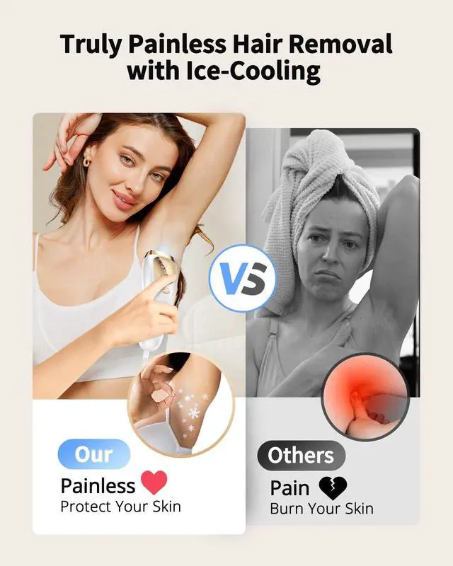 Alt view image 3 of 7 - UENMOON Laser Hair Removal for Women and Men - IPL Hair Removal with Ice-Cooling System for Painless & Long-Lasting Result, Whole Body Hair Removal