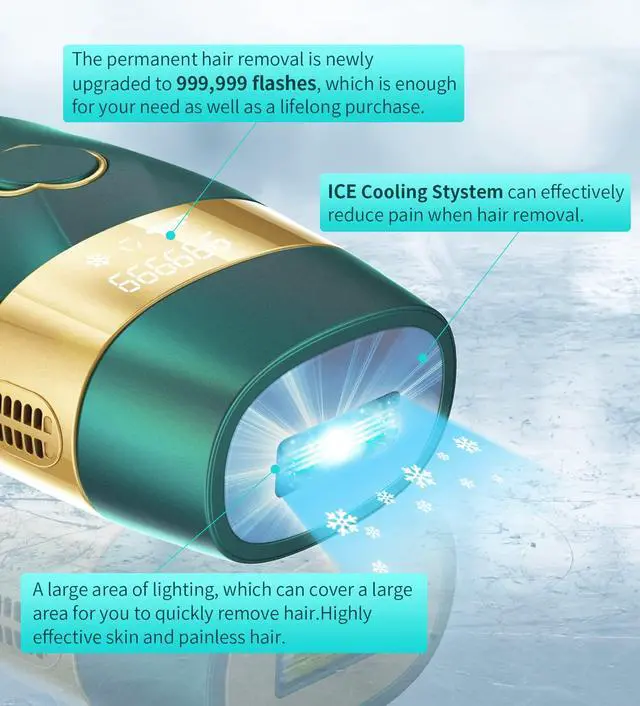 Alt view image 3 of 5 - Laser Hair Removal for Women and Men : New Upgraded at Home Use IPL Hair Removal Device Permanent & Protection - 5 Levels Laser Hair Removal for Face Legs Arms and Whole Body Green