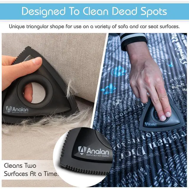 Alt view image 3 of 7 - Analan Mini Pet Hair Remover for Car Detailing Supplies, Carpet Dog Hair Remover for Car Interior, Triangle Dog Hair Remover for Auto Detailing, Couch, Furniture, Lint, Carpet (Jet Black)