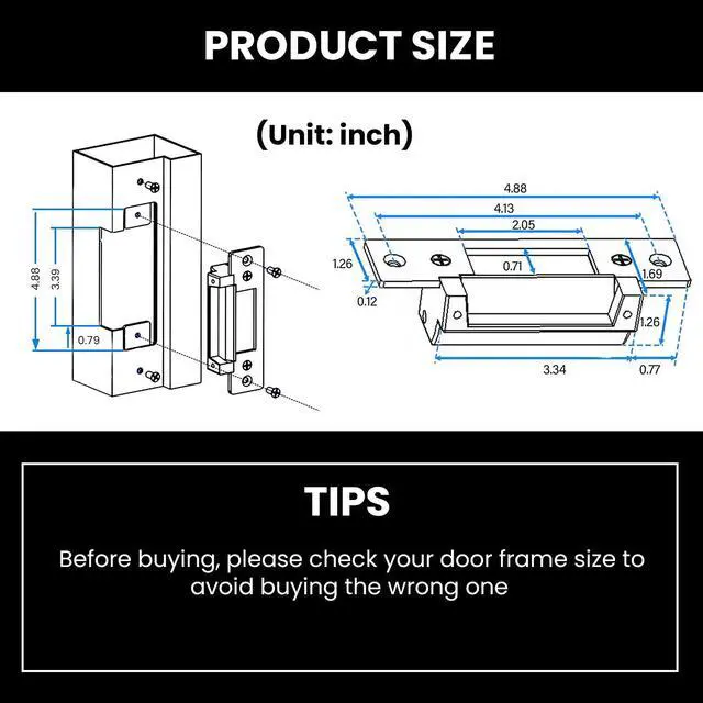 Alt view image 2 of 7 - 2026 Upgraded ANSI Standard Heavy Duty Electric Door Strike Lock for Door Access Control System Fail-Secure/Fail-Safe Adjustable Access Control Cylindrical Locksets (Input Voltage 12VDC),Black