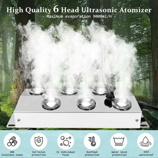 Alt view image 3 of 7 - Mezurun Ultrasonic Fogger 6 Head Ultrasonic Mist Maker,5000ml/H 200W Mist Maker Fogger,6 Head Ultrasonic Fogger Mist Maker,6 Head Ultrasonic Mist Maker fogger Ultrasonic Mister Fogger 6 Head Fogger