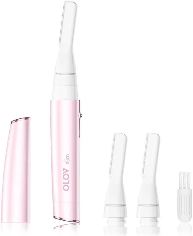 Main image of OLOV slim Facial Hair Removal for Women, Painless Eyebrow Trimmer with Pivoting Head, Electric Battery Operated Body Hair Remover with 2 Replaceable Blade for Face Neck Chin Bikini, Pink