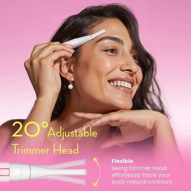 Alt view image 3 of 7 - OLOV slim Facial Hair Removal for Women, Painless Eyebrow Trimmer with Pivoting Head, Electric Battery Operated Body Hair Remover with 2 Replaceable Blade for Face Neck Chin Bikini, Pink