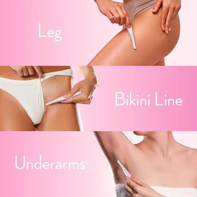 Alt view image 4 of 7 - OLOV slim Facial Hair Removal for Women, Painless Eyebrow Trimmer with Pivoting Head, Electric Battery Operated Body Hair Remover with 2 Replaceable Blade for Face Neck Chin Bikini, Pink