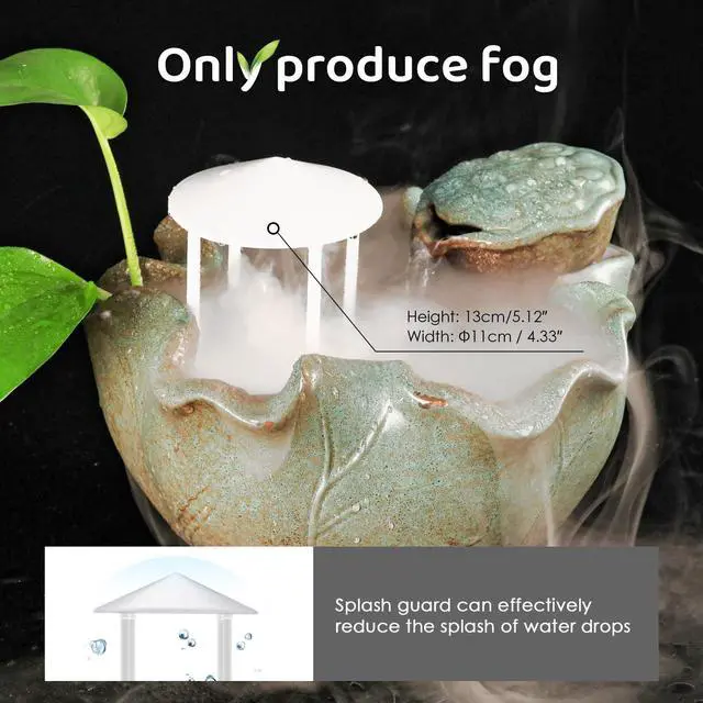 Alt view image 5 of 7 - Mxmoonant 350ml/H Ultrasonic Mist Maker Fogger Metal Atomizer with Removable Splash Guard for Water Fountain Pond Pot Rockery Sink