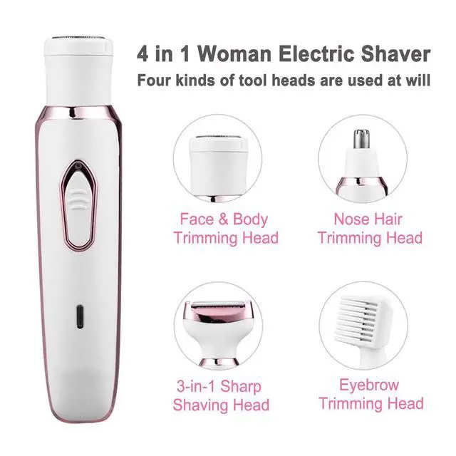 Alt view image 3 of 7 - Electric Razor for Women,Hair Trimmer for Face Nose Eyebrow Beard Mustache Arm Leg Armpit Bikini,Painless Rechargeable Portable 4 in 1 Womens Body Shavers Set